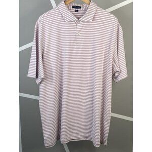 Peter Millar Crown Crafted Albatross Striped Pique Golf Polo Mens XXL Rose White